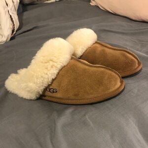 UGG Brown and Cream Shearling Slippers